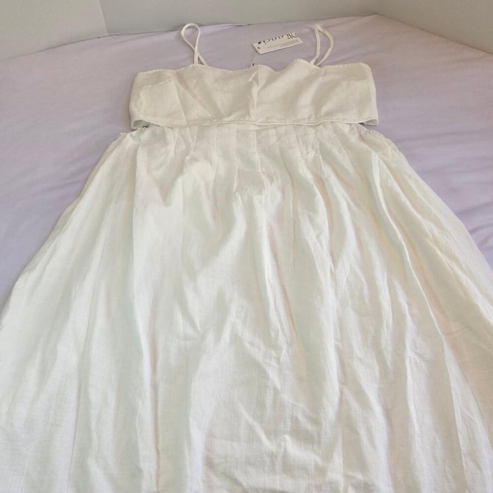 MAACIE Maternity Spaghetti Strap Smocked Boho Flowy A-Line Dress Sz: 2XL White